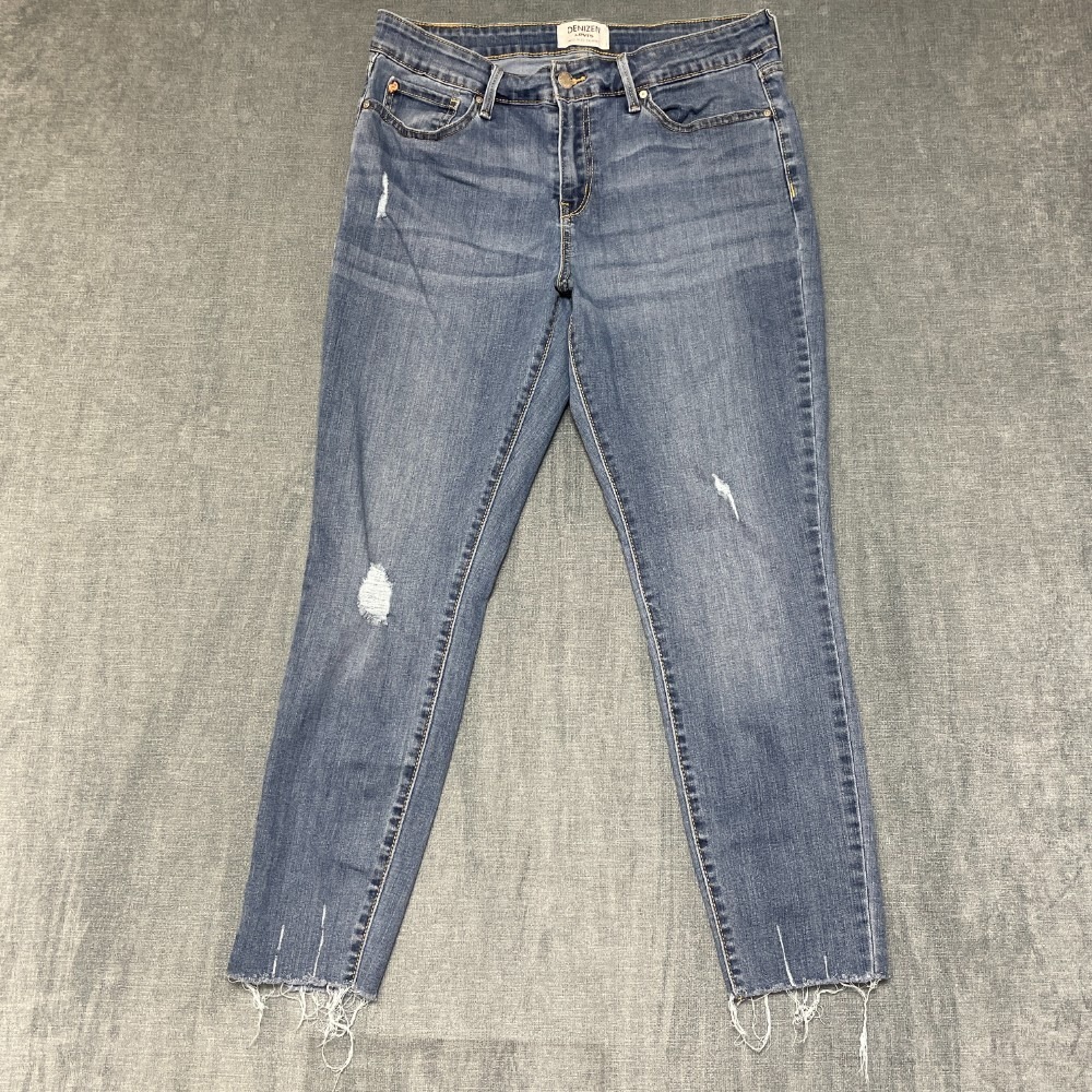 Denizen From Levi's Jeans Womens 32x26 Blue Denim Mid Rise Skinny Leg Raw Hem